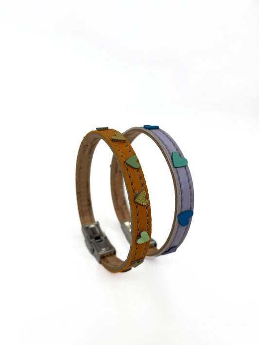 Braccialetti in Appleskin con cuori (pacchetto da 2)